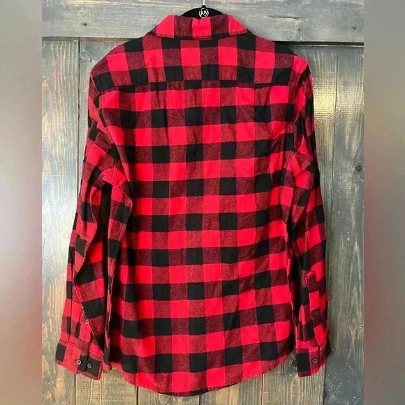 NWT Goodfellow &‎ Co. Men's Red Black Buffalo Plaid Flannel, fall, winter E65 - Picture 2 of 6